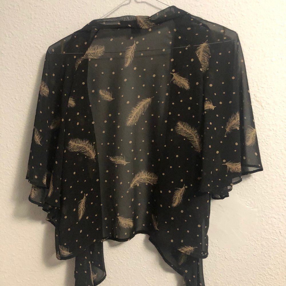 Forever 21 thin black leaf cardigan
